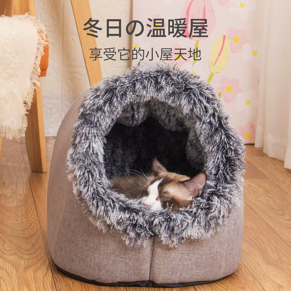 Self-Warming Winter Dog Bed and Cozy Cat Sleeping Tent for Small to Medium Pets