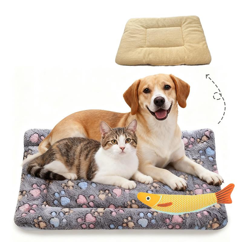 Self Warming Pet Bed, Rock the Fish to Sleep ,Small Self Heating Pet Crate Pad,Warm Fleece Pet Sleeping Mat, Thermal Extra Warm Mat Indoor & Outdoor, Double-Sided Warmth & Washable