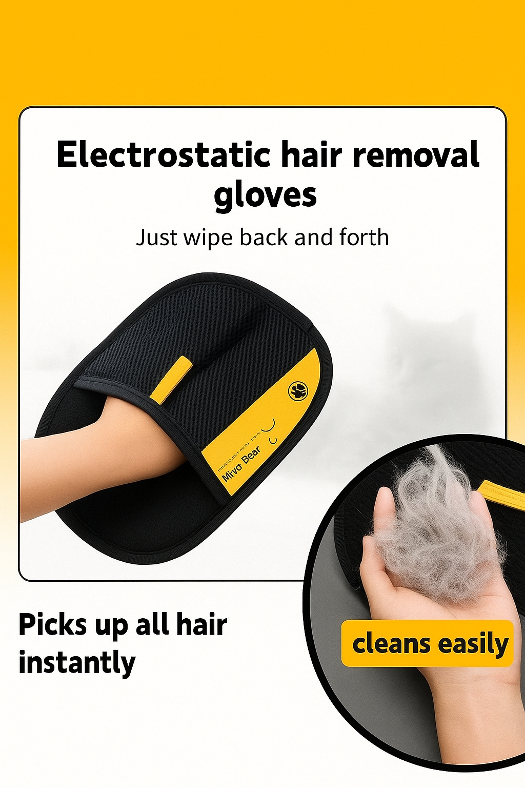 2-Pack Upgraded Pet Hair Removal Gloves - Reusable Electrostatic Grooming Mitts for Cats and Dogs, Ideal for Washing, Deshedding, and Grooming