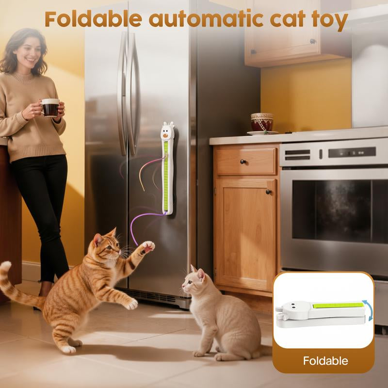 Interactive Cat Toys for Indoor Cats Automatic Electric Flying Ropes Cat Toy - Best Kitten & Adult Cat Enrichment Toy Stick-On Hanging Electric Kitty Toys for Bored Cats