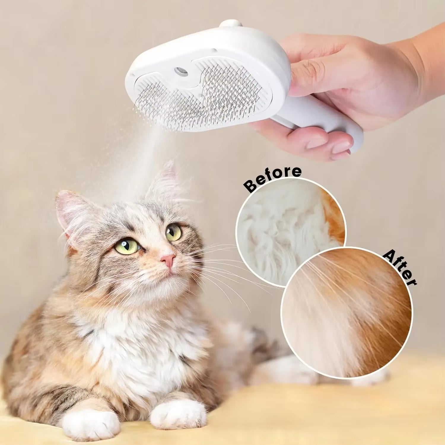 3-in-1 Electric Steam Brush for Cats and Dogs - Pet Grooming Comb with Massage and Hair Removal Features