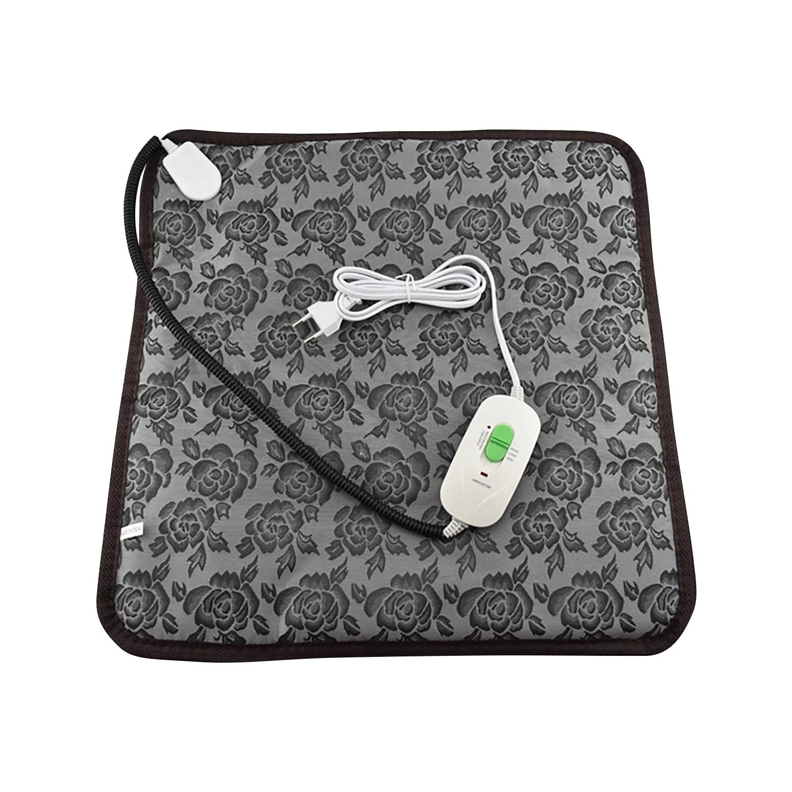 Cozy Comfort for Your Furry Friend: Waterproof Electric Heating Pad for Dogs and Cats - 18" x 18" Floral Design in Gray