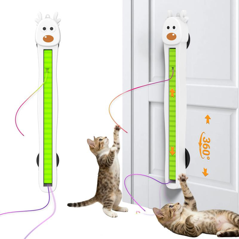 Interactive Cat Toys for Indoor Cats Automatic Electric Flying Ropes Cat Toy - Best Kitten & Adult Cat Enrichment Toy Stick-On Hanging Electric Kitty Toys for Bored Cats