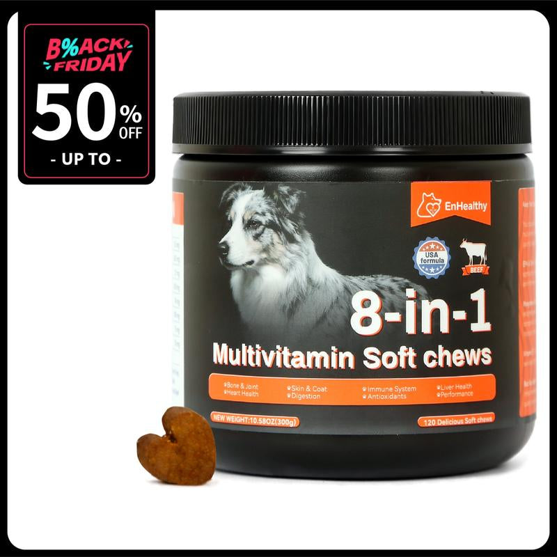 Enhealthy Probiotics Dog Soft Chews Variety Pack 8-In-1 12-In-1 Multivitamins & Calming Joint Gut Skin Heart & Relax Support Beef Flavor Tiktokshop Blackfriday