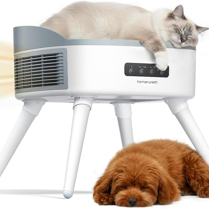 Homerunpet 2-In-1 Pet-Friendly Smart Space Heater with Heated Cat Bed & Air Filtration All-Season Comfort Quiet Safe Electric Warmer for Home Cats & Small Dogs