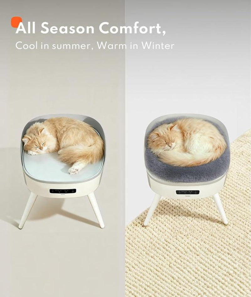 Homerunpet 2-In-1 Pet-Friendly Smart Space Heater with Heated Cat Bed & Air Filtration All-Season Comfort Quiet Safe Electric Warmer for Home Cats & Small Dogs