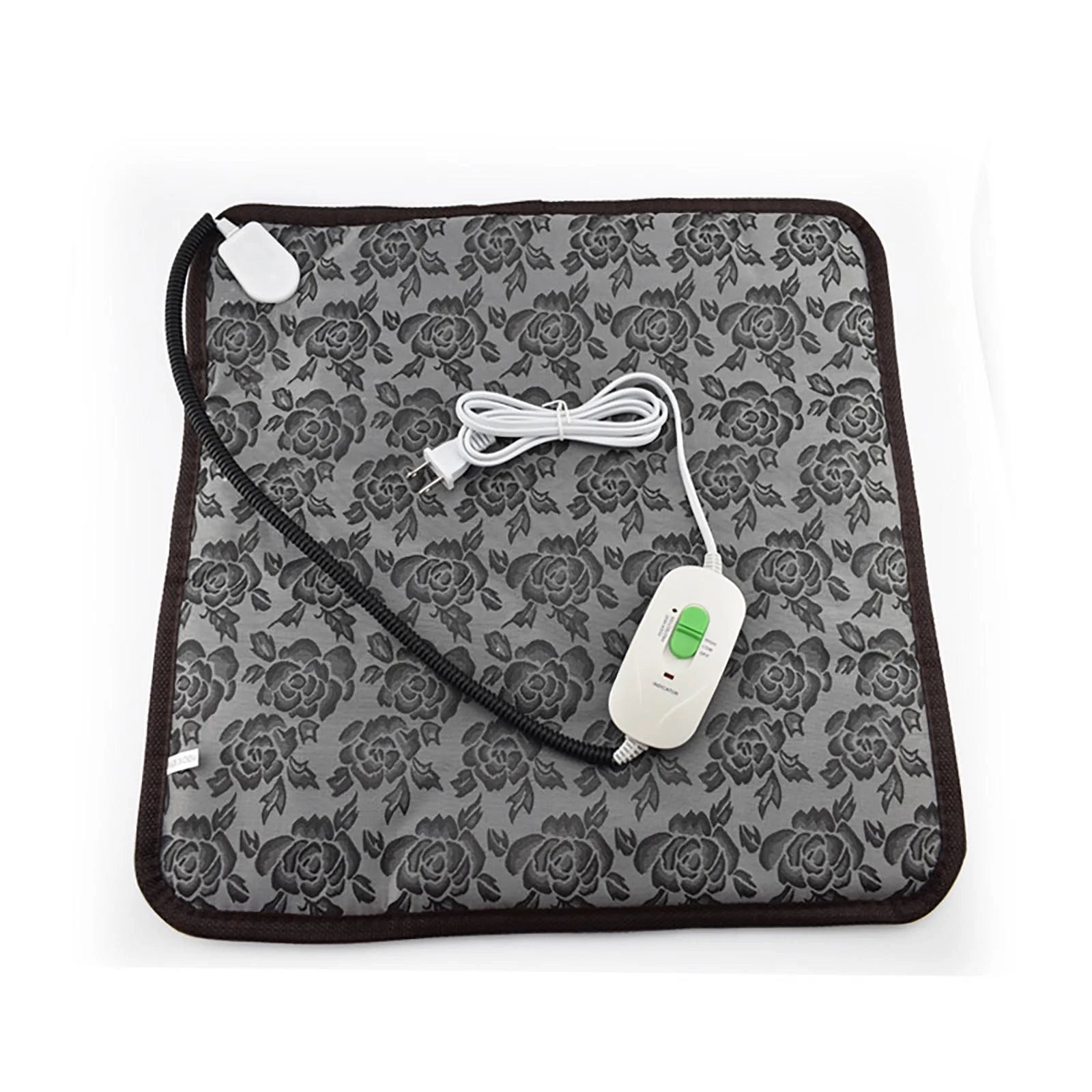 Cozy Comfort for Your Furry Friend: Waterproof Electric Heating Pad for Dogs and Cats - 18" x 18" Floral Design in Gray