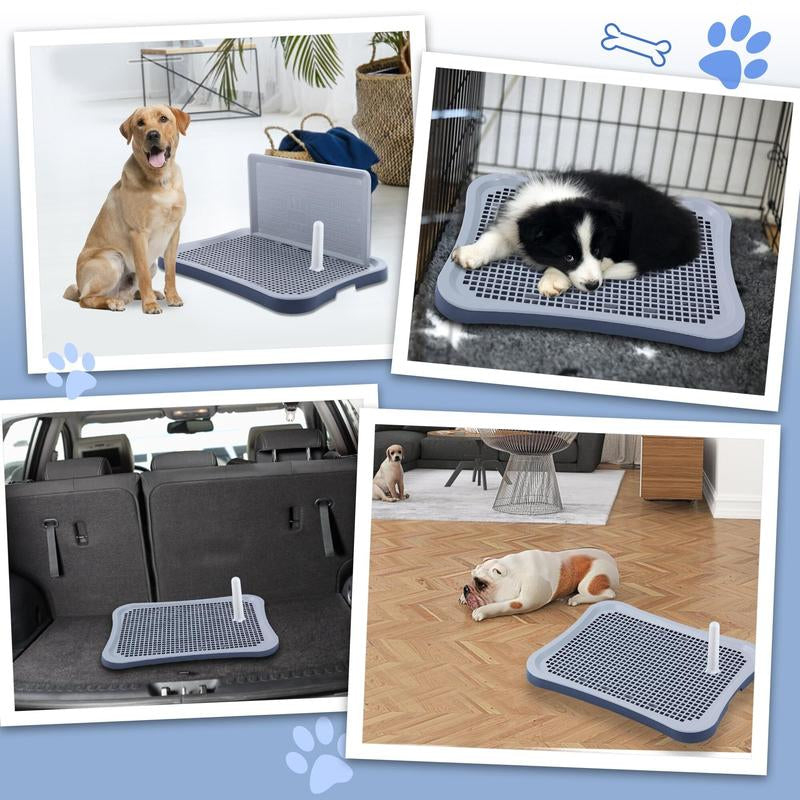 Hallostark Pee Pad Holder, Indoor Potty Tray for Puppy and Small Size Dog with Pee Wall, Non-Skid Feet（White）