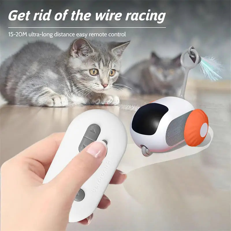 Electric Cat Toys Remote Control Sports Car Teaser Stick Self-Help Boredom Reliever Indoor Cat Interactive Smart Cat Toys