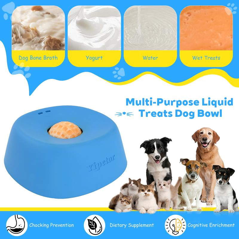Yipetor Slow Feeder Dog Bowls for Liquid Treat, [Built-In Rolling Ball] No Spill Bone Broth Dog Licking Bowl, Multi-Purpose Puppy Yogurt Feeder Bowl for All Breeds Dietary Supplement/Post-Op Nutrition
