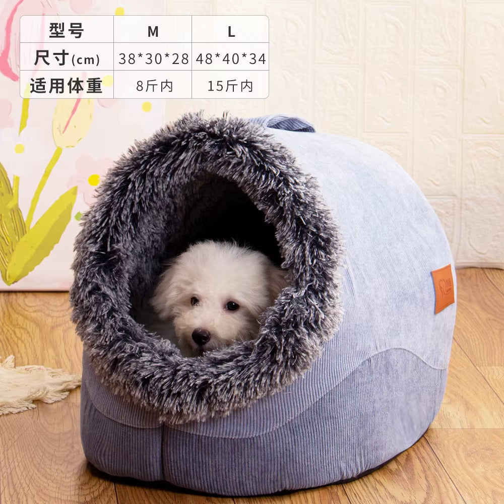 Self-Warming Winter Dog Bed and Cozy Cat Sleeping Tent for Small to Medium Pets