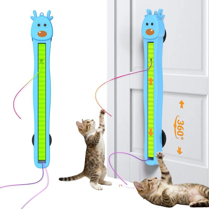 Interactive Cat Toys for Indoor Cats Automatic Electric Flying Ropes Cat Toy - Best Kitten & Adult Cat Enrichment Toy Stick-On Hanging Electric Kitty Toys for Bored Cats