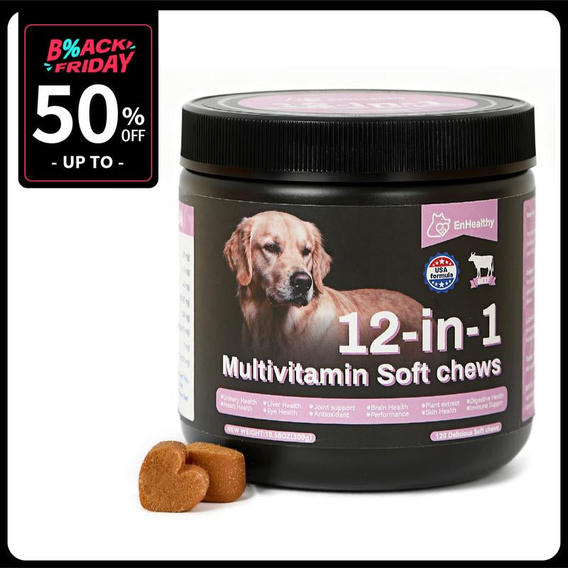 Enhealthy Probiotics Dog Soft Chews Variety Pack 8-In-1 12-In-1 Multivitamins & Calming Joint Gut Skin Heart & Relax Support Beef Flavor Tiktokshop Blackfriday
