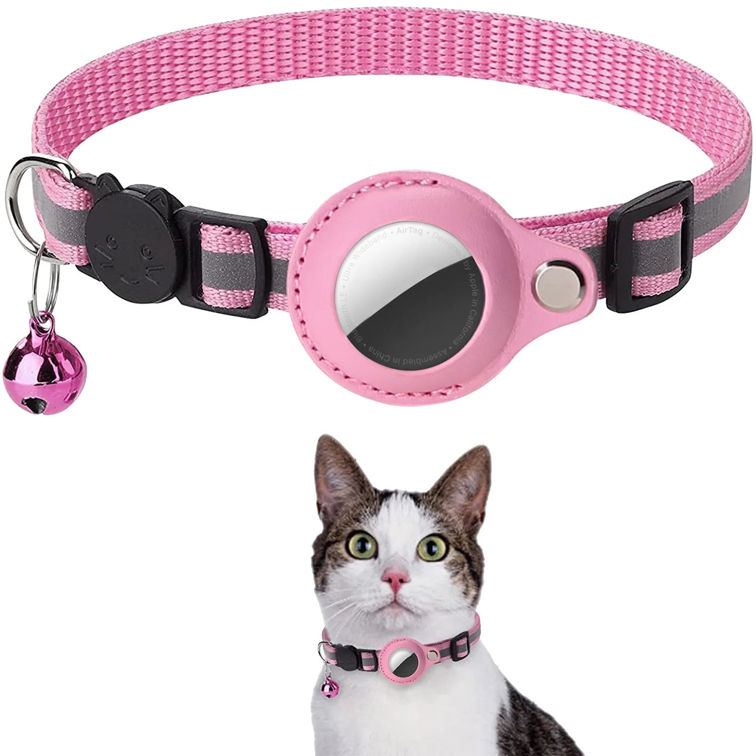 Cat AirTag Holder Collar with Breakaway Safety, Reflective Strips, and Waterproof Design - Adjustable Kitten Collar with Bell
