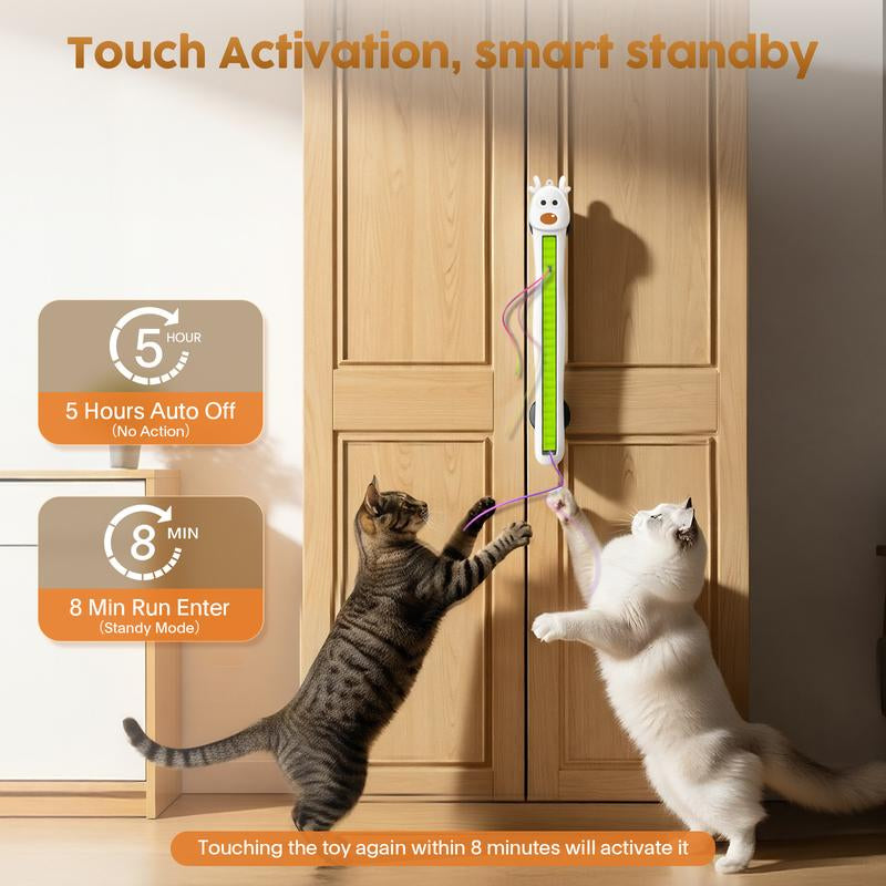 Interactive Cat Toys for Indoor Cats Automatic Electric Flying Ropes Cat Toy - Best Kitten & Adult Cat Enrichment Toy Stick-On Hanging Electric Kitty Toys for Bored Cats