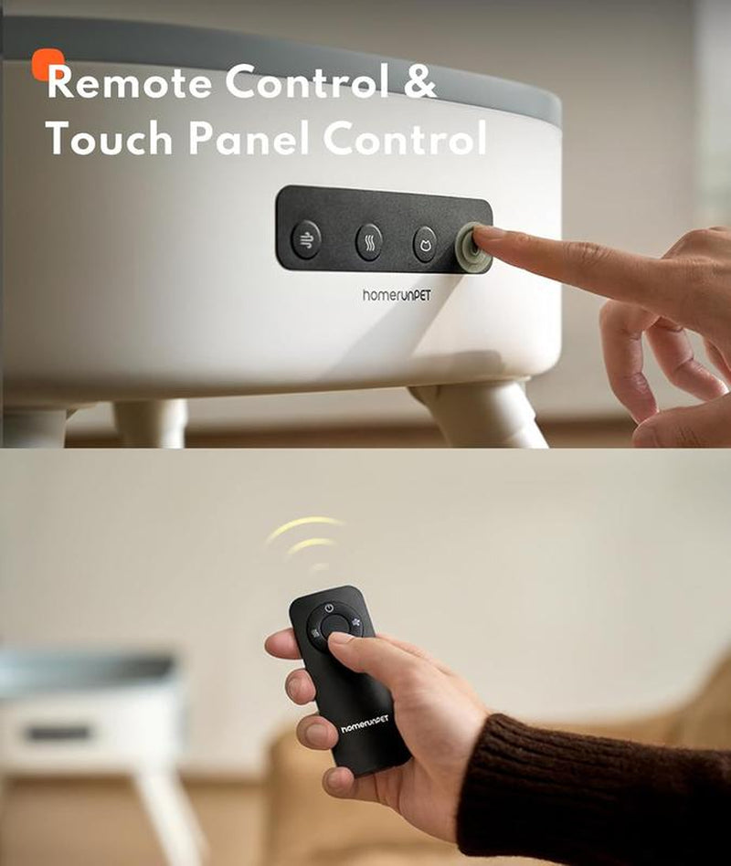 Homerunpet 2-In-1 Pet-Friendly Smart Space Heater with Heated Cat Bed & Air Filtration All-Season Comfort Quiet Safe Electric Warmer for Home Cats & Small Dogs